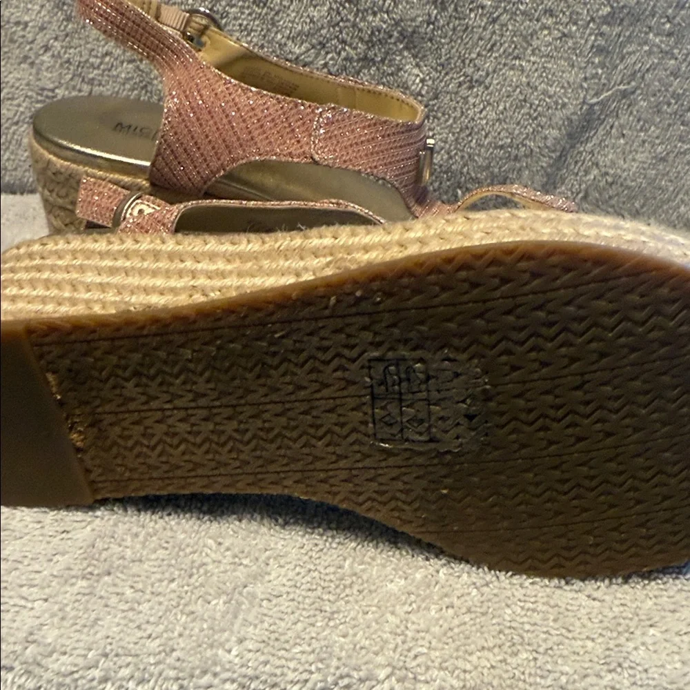 Michael Kors Pink and Gold Wedge Sandals